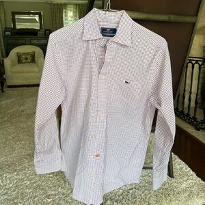 Vineyard Vines Classic Fit Tucker Shirt Red Blue and White Plaid Men’s Size S